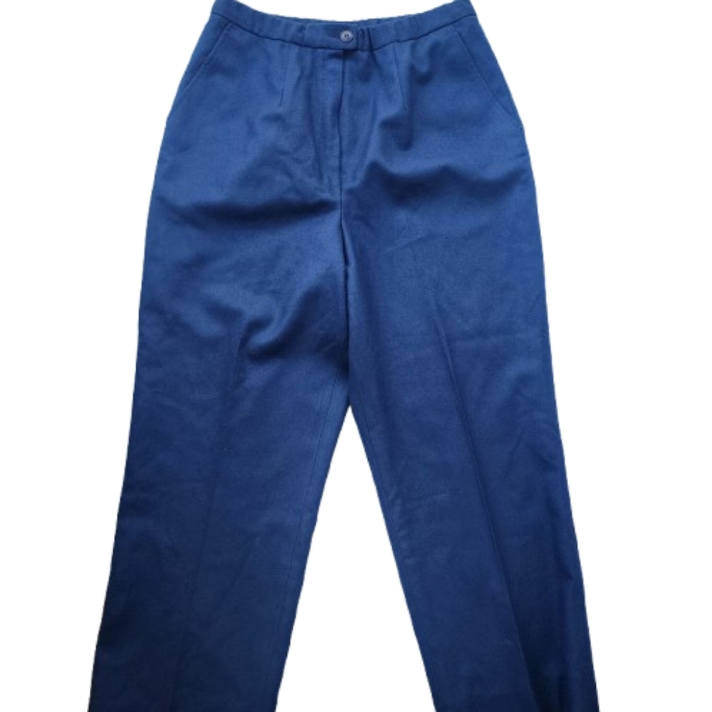 Womens USA Vintage 8 Academia High-Waist Pendleton Wool Wide Navy Trouser Pants